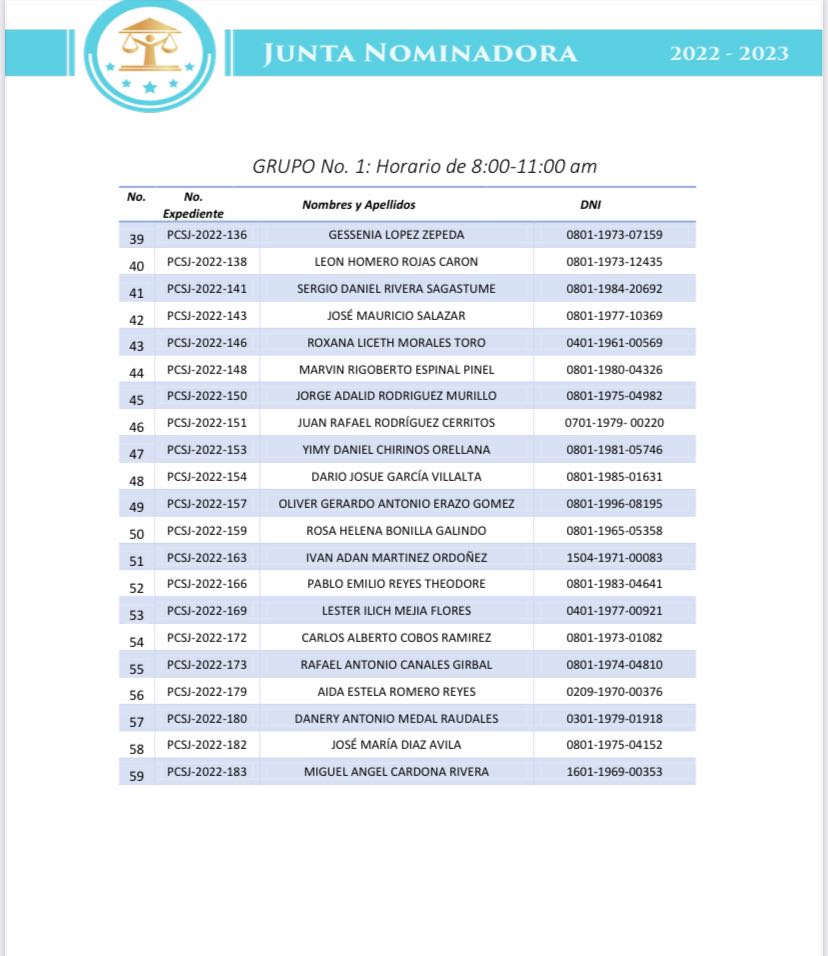 Listado y horario de las pruebas de conocimiento jurídico 